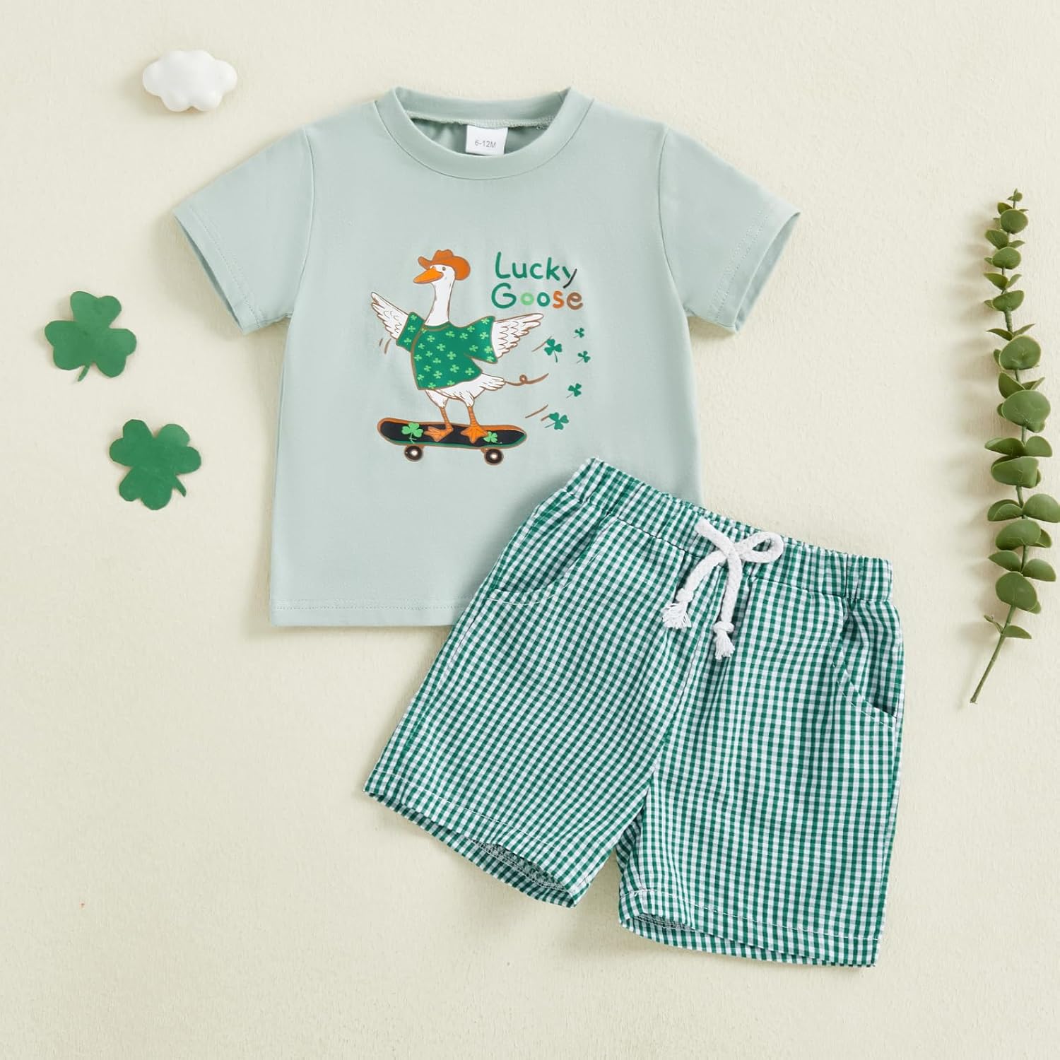 Fiomva Baby St Patricks Day Outfit Boy Girl Striped Short Sleeve T Shirt Tee Jogger Shorts Set Toddler Summer Clothes - Image 4