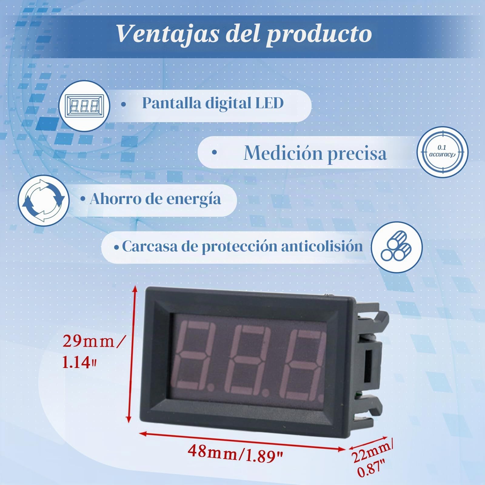 Termómetro Digital 12V con Sonda LED para Congelador Refrigerador Acuario, Azul