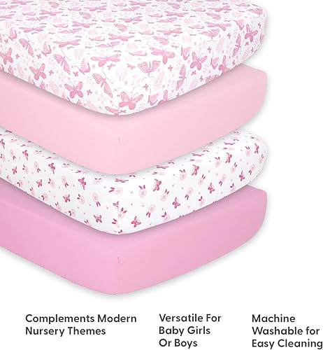 Miniatura 4 de The Peanutshell Juego de 4 sábanas bajeras para cuna, supersuaves y transpirables, para decoración de guardería, aptas para funda de colchón
