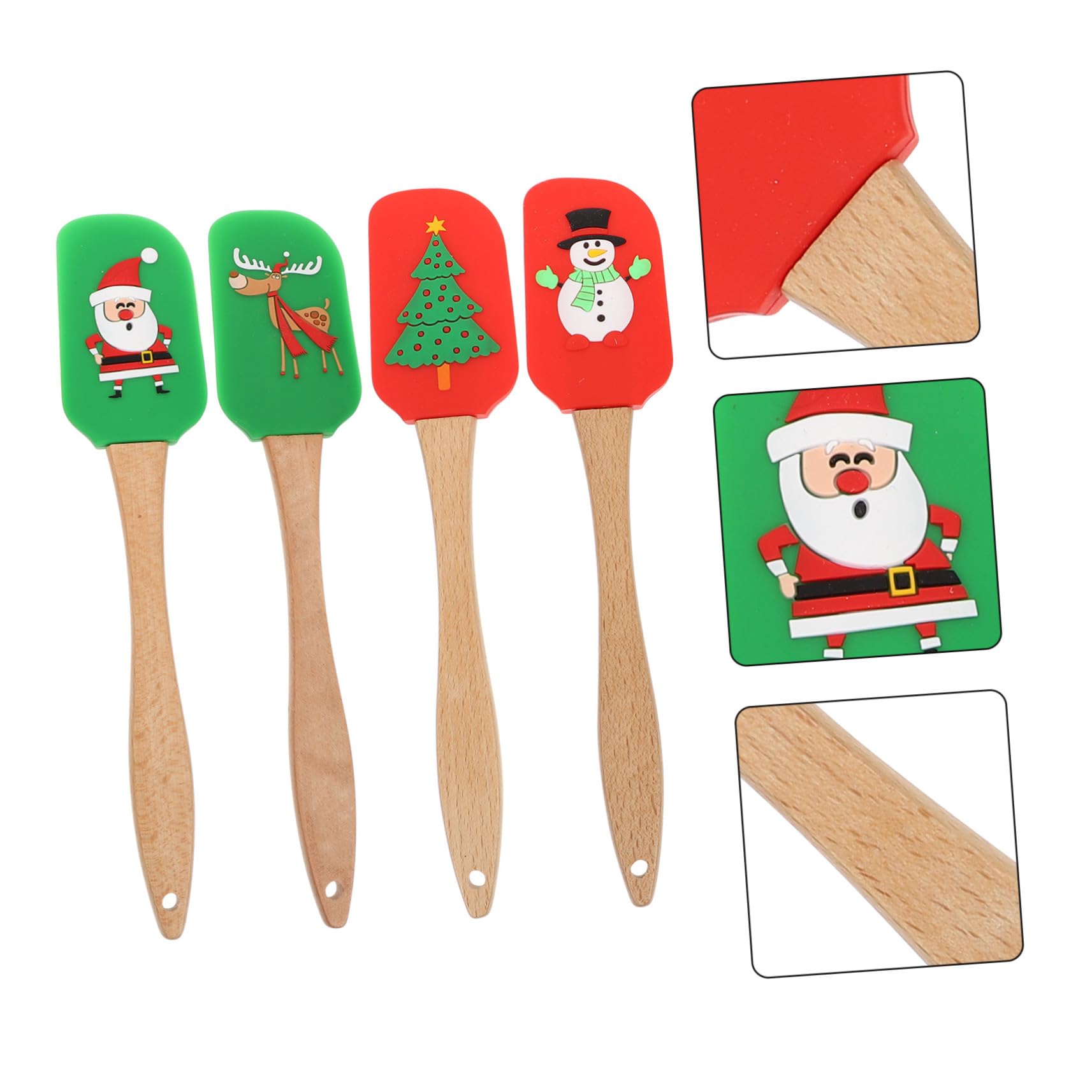 VALICLUD Lot De 4 Grattoirs En Silicone 18 Cm, Spatules à Beurre Multicolores, Épandeurs De Crème Souples, Ustensiles De Pâtisserie Cuisine Domestique Et Occasions De Noël