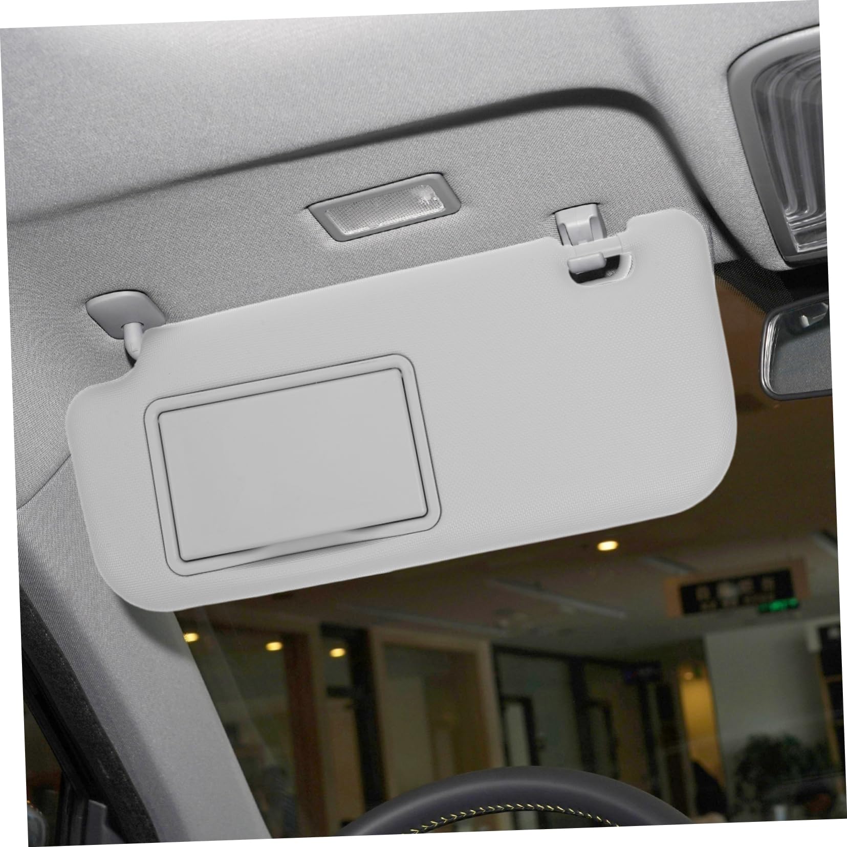 Zerodeko Parasole Auto Lato Sinistro Con Specchio Compatto in Pvc E Abs Per Visiera Parasole Lato Guida Antiabbagliamento E Sostituzione Facile Grigio