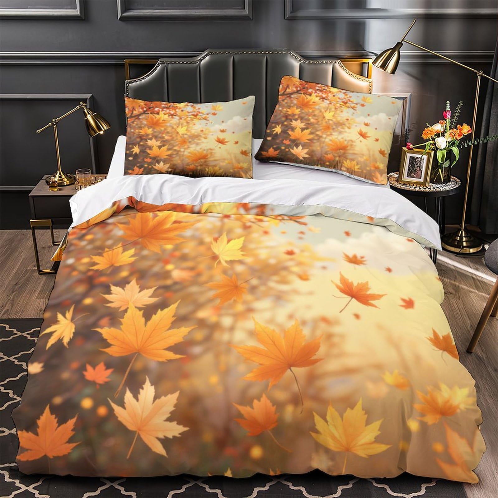 Housse de couette cerf d'automne 200x200 microfibre super douce avec parure de lit pour lit double