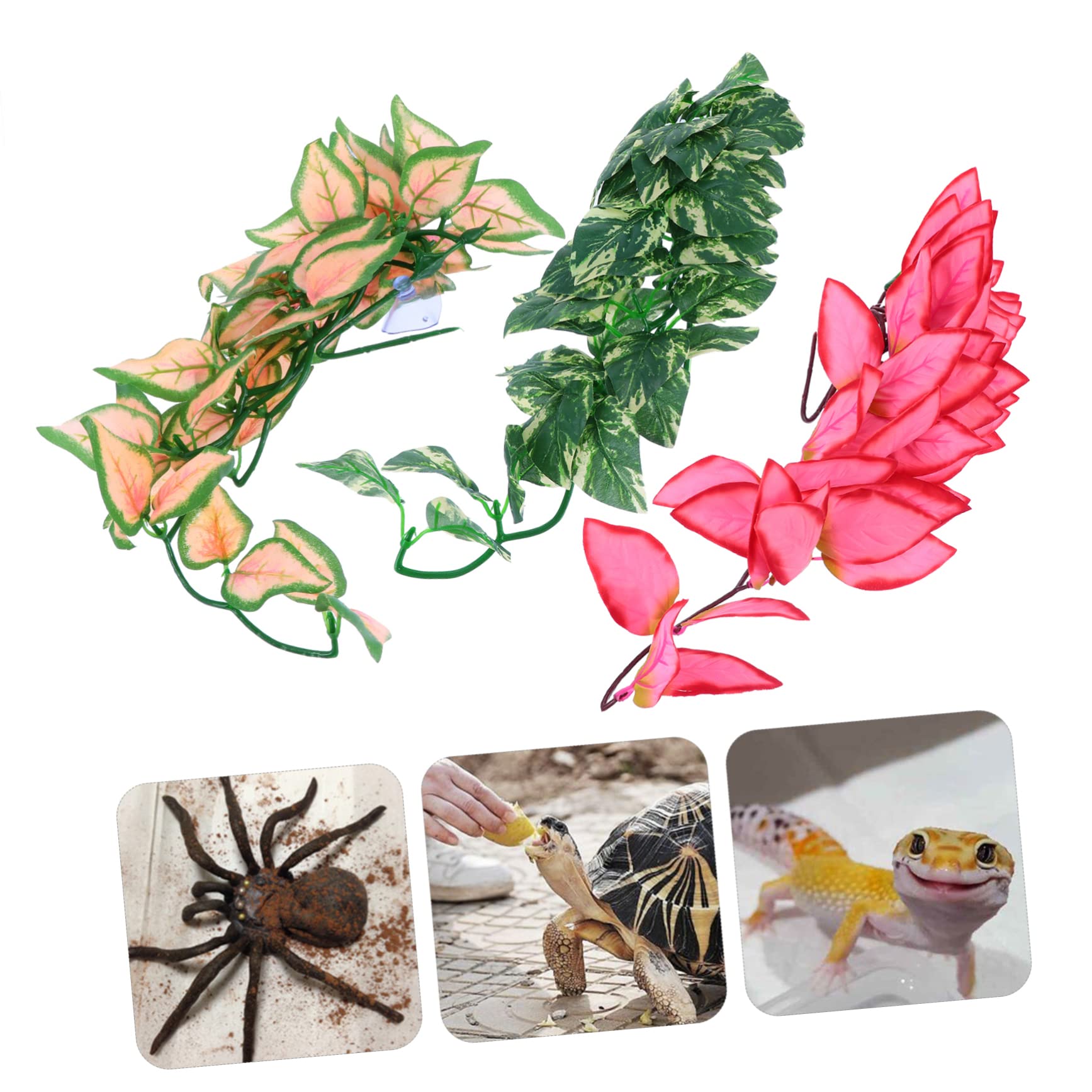 Abaodam 3Pcs Bendable Jungle Vines for Reptile Habitat Artificial Climbing Plants for Terrarium Decor Flexible Design for Snakes Lizards and Amphibians