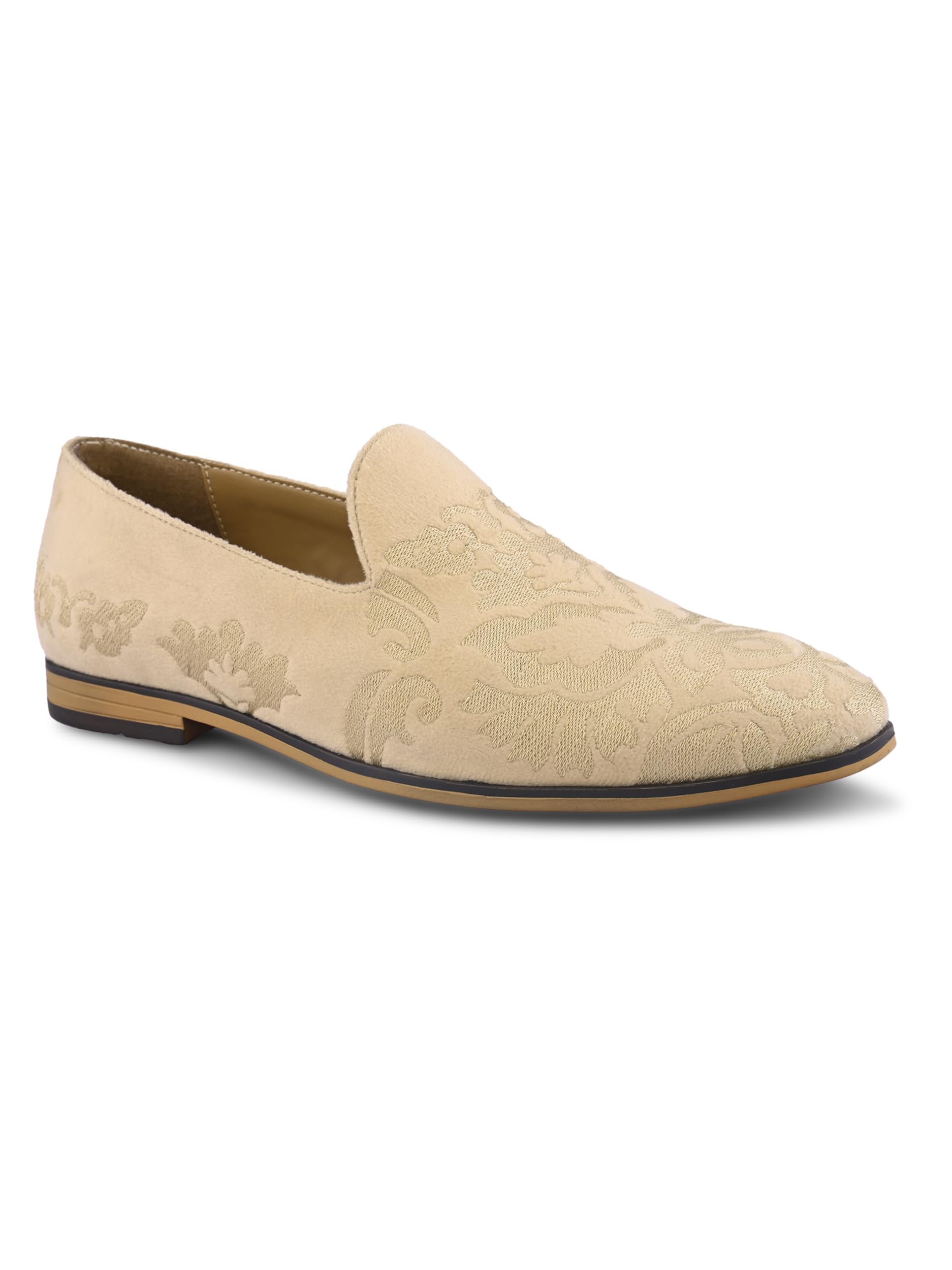 san frissco Men's Embroidered Velvet Mojaris Casual Slip-On Shoes | Soft Cushioned Footbed Insole with TPR Sole | Stylish Lightweight Jutti Perfect for Party Weddings Festive Season EC 10129-picture-13