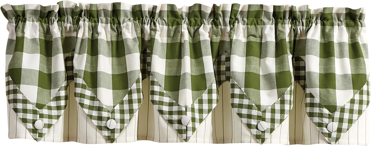 Park Designs Buffalo Check Lined Point Sage Valance 72" x 15"