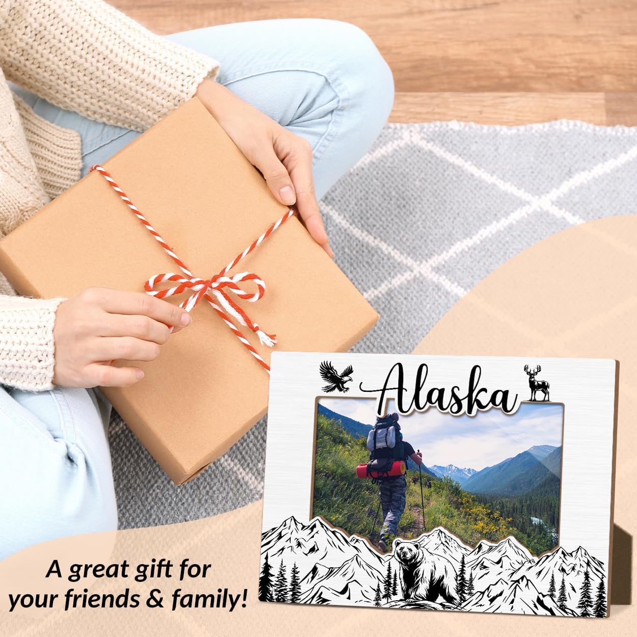 Alaska Picture Frame Wooden Frames, Insert 4x6 Picture, Vacation Gifts For Traveller Friends And Family-07 image 5