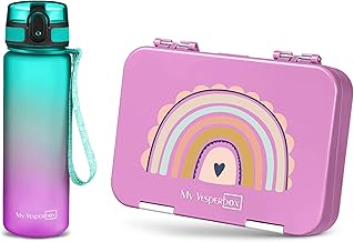 My Vesperbox - Len - Set – Brotdose & 500ml Trinkflasche für Kinder – auslaufsicher & BPA-frei – Lunchbox für Schule & Kindergarten - Bento Box Set