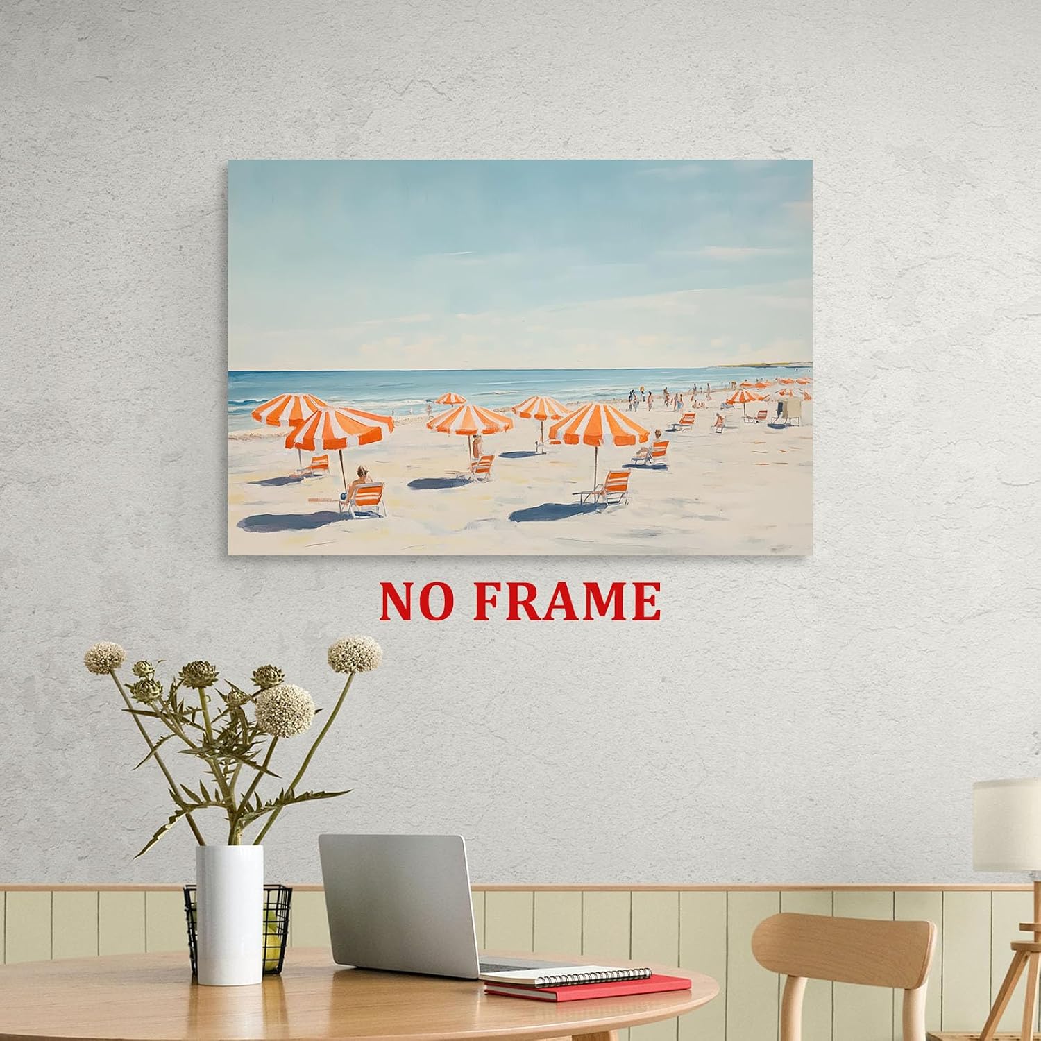 Beach Umbrella Wall Art Preppy Summer Pictures Abstract Ocean Print Trendy Coastal Wall Art Summer Beach Posters Aesthetic Coastal Prints Ocean Landscape Pictures for Living Room 16x24in Frameless