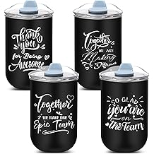 4 Pcs Employee Appreciation Gifts Cool It's for Employees Black 10 oz Stainless Steel Tumbler Coffee Cups with Lids for Coworker Staff Team Teacher Together Thank You Present