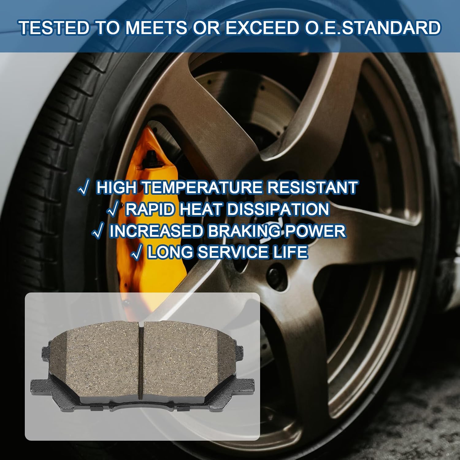 Ceramic Disc Brake Pad Set for Front Wheels, Compatible with Select Lexus RX330, RX350, RX400h, and Toyota Highlander