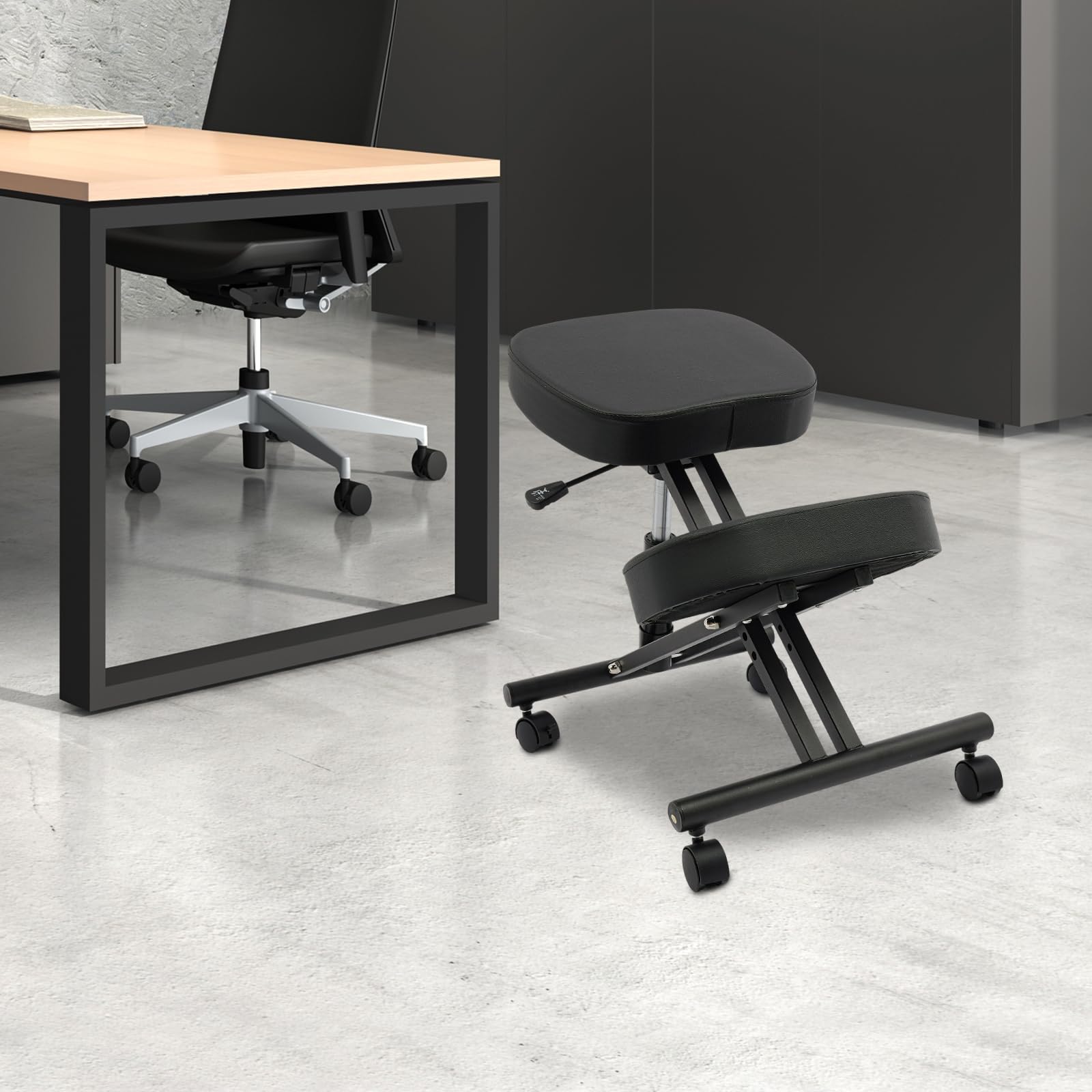 Silla ergonómica de oficina, silla de rodillas, silla ortopédica, silla de oficina ortopédica, asiento ajustable de rodillas, ruedas con freno, altura ajustable 50-60 cm, para hogar y oficina, cojín
