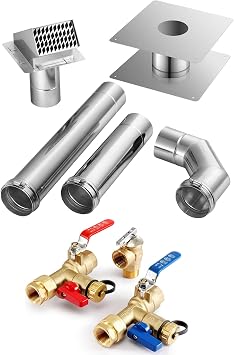 GASLAND 3" Stainless Steel Vent Pipe Kit, 3/4 Inch Tankless Water Heater Service Valve Kit