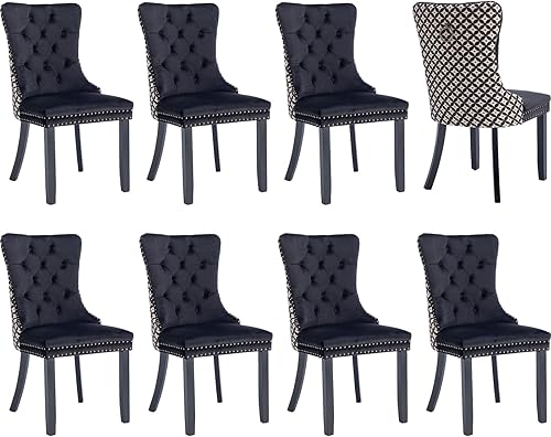 Miniatura 114 de Juego de 6 sillas de comedor modernas, sillas de comedor tapizadas con patas de madera maciza, silla decorativa de terciopelo camello, Sillas de 02-