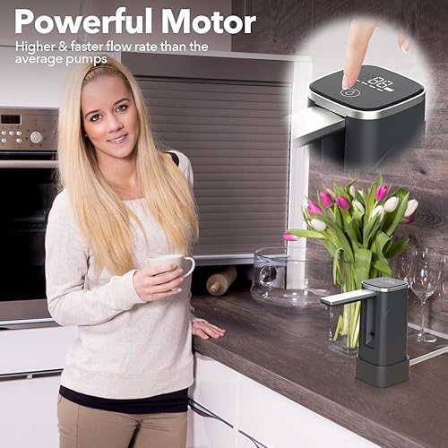 Miniatura 5 de Bomba universal para botellas de agua de 5 galones, dispensador portátil para acampar en casa (gris plomizo)