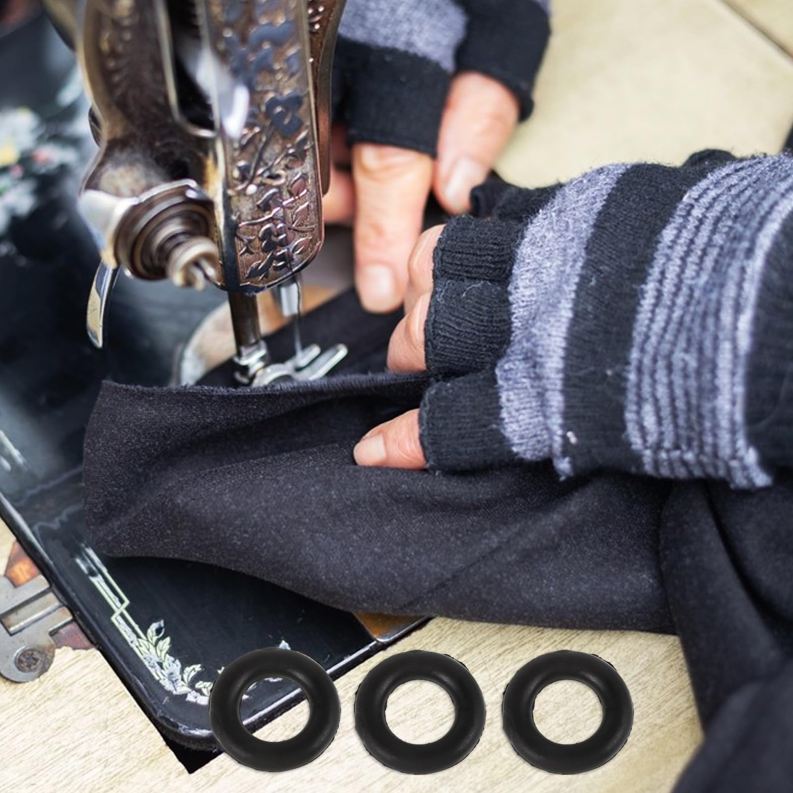 Enrollador de máquina de coser de goma negro, 5 piezas, accesorios para máquina de coser doméstica, compatible con Butterfly, Flyingman y Bee