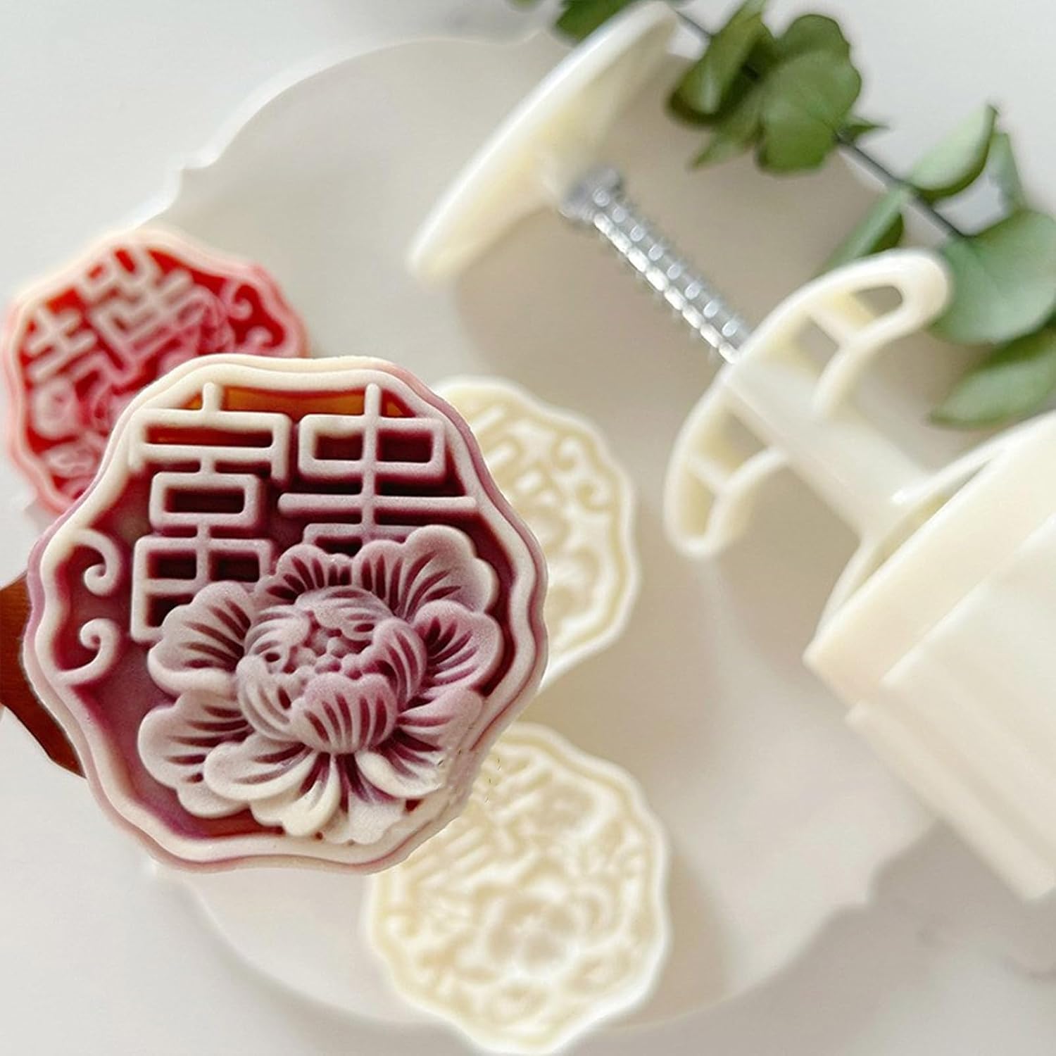 With Prosperous Pattern Delicate Patterned Delight Treat Crafting Manual Press Embosser Traditional Festival Baking