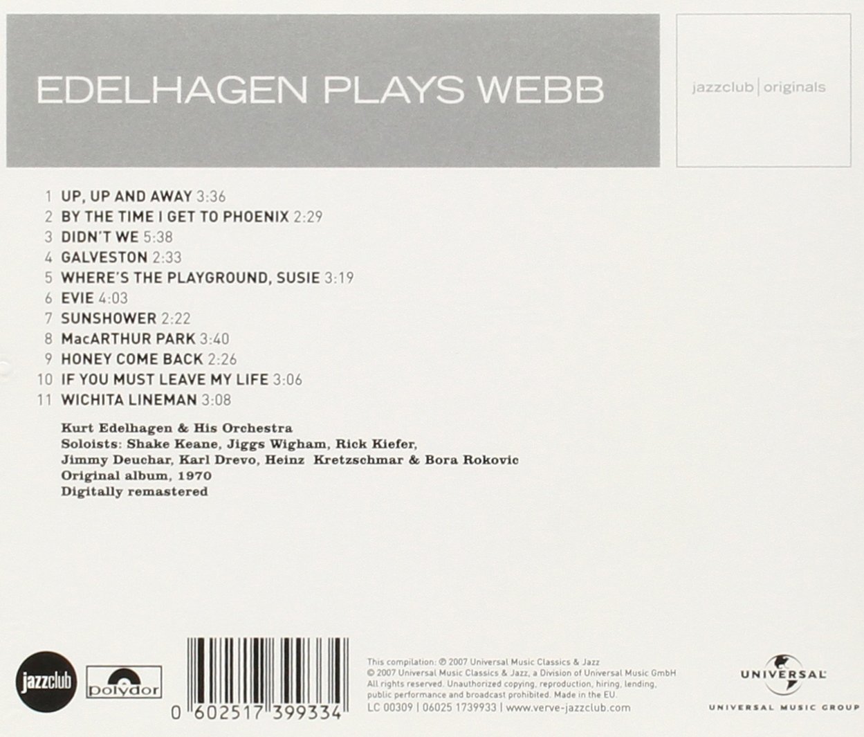 Plays The Hits Of Jimmy Webb (Jazz Club)