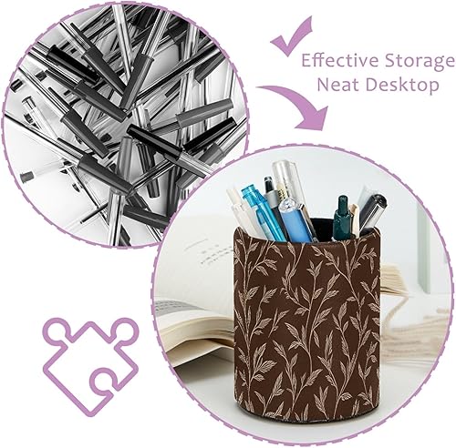 Miniatura 4 de Retro Brown Grass Desk Pen Organizer, Pen Cup Makeup Brush Holders Pencil Holder for Desk, Desktop Supplies & Accessories Workspace Organizers for