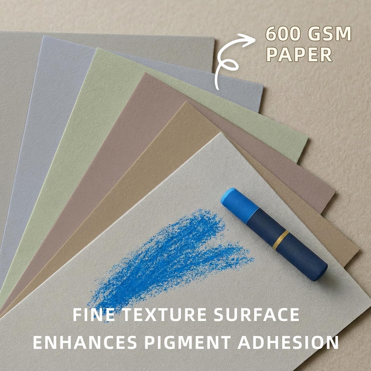 Somime 9x12 Sanded Pastel Paper Pad for Artists, 12 Sheets of 6 Assorted Light Colors Heavyweight Drawing Paper Pad for Pencils and Soft Oil Charcoal Pastels