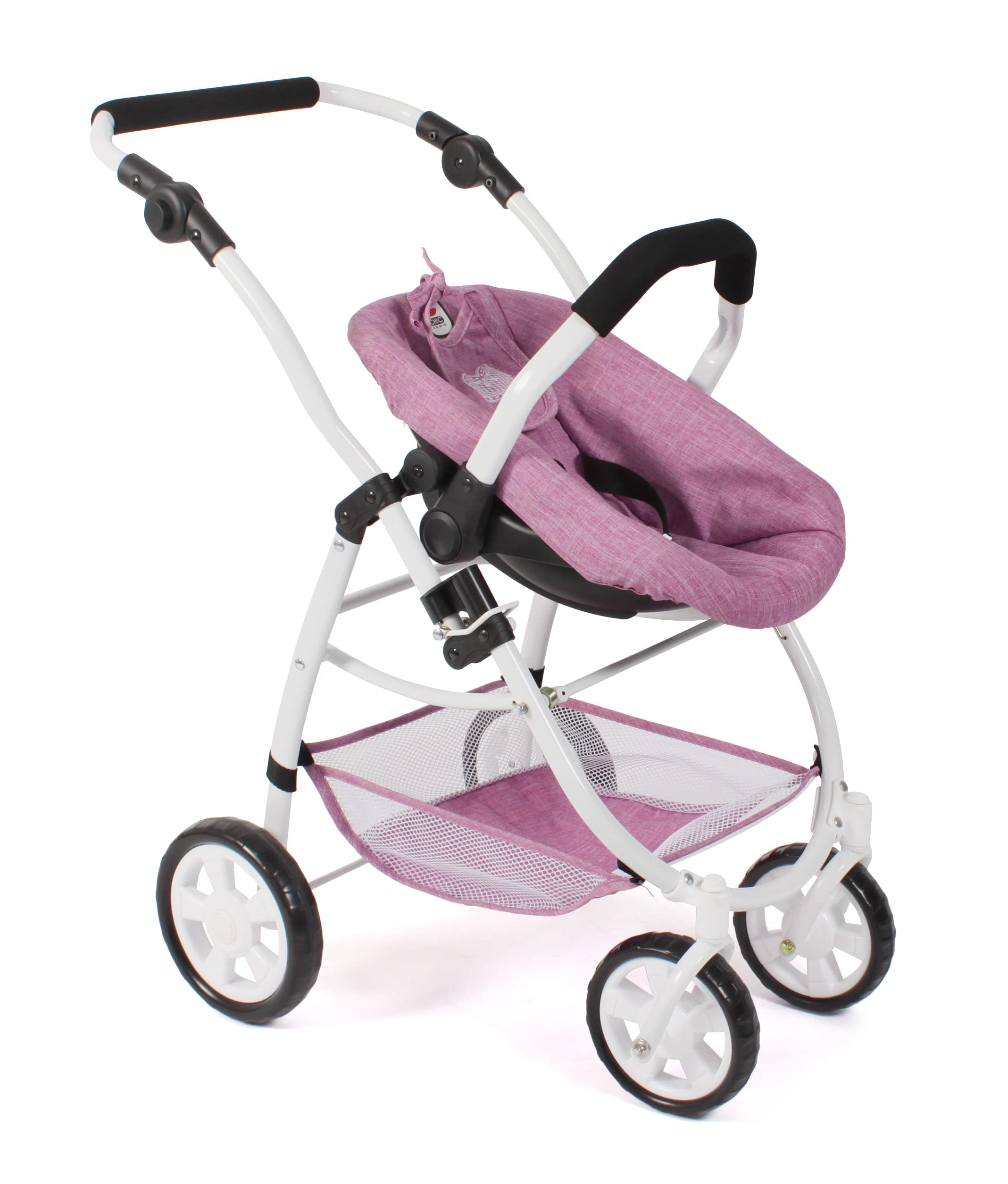 Bayer Chic 2000 - Puppenwagen Emotion All In, 3in1 Puppenwagen-Set bestehend aus Babywanne, Sportsitz und Autositz, Jeans pink