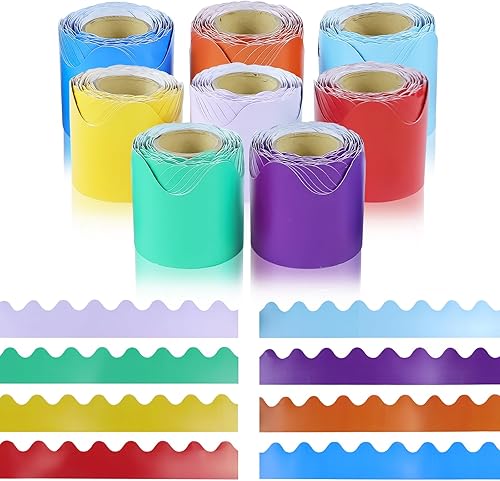 Miniatura 9 de 8 rollos de bordes coloridos de 264 pies para tablón de anuncios para el aula, tablero de anuncios festoneado, tablero de anuncios, tablero de