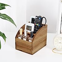 Vista 5 de BONNY DODO Remote Control Holders Organizer Box for Table Small Solid Wooden Desk Farmhouse Home Decor Caddy Basket Store Tv Remote for Media