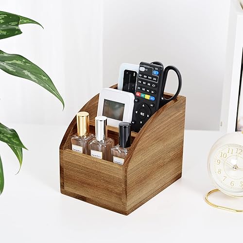 Miniatura 5 de BONNY DODO Caja organizadora para control remoto, para mesa, escritorio pequeño de madera maciza, decoración del hogar, cesta, tienda de cestas de