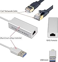 Vista 4 de Adaptador Ethernet USB 3.0 a Gigabit RJ45 10/100/1000Mbps USB 3.0 macho a RJ45 hembra adaptador de red LAN