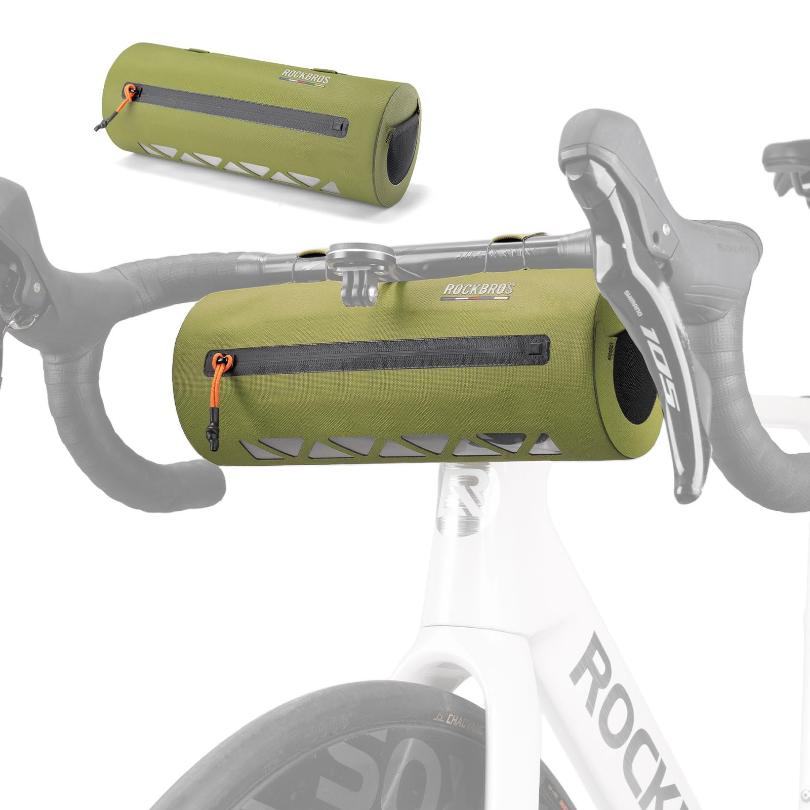 ROCKBROS Road to Sky Bolsa para Manillar de Bicicleta 2L Impermeable, Bolsa Delantera para Bicicleta Montaña Carretera MTB Verde