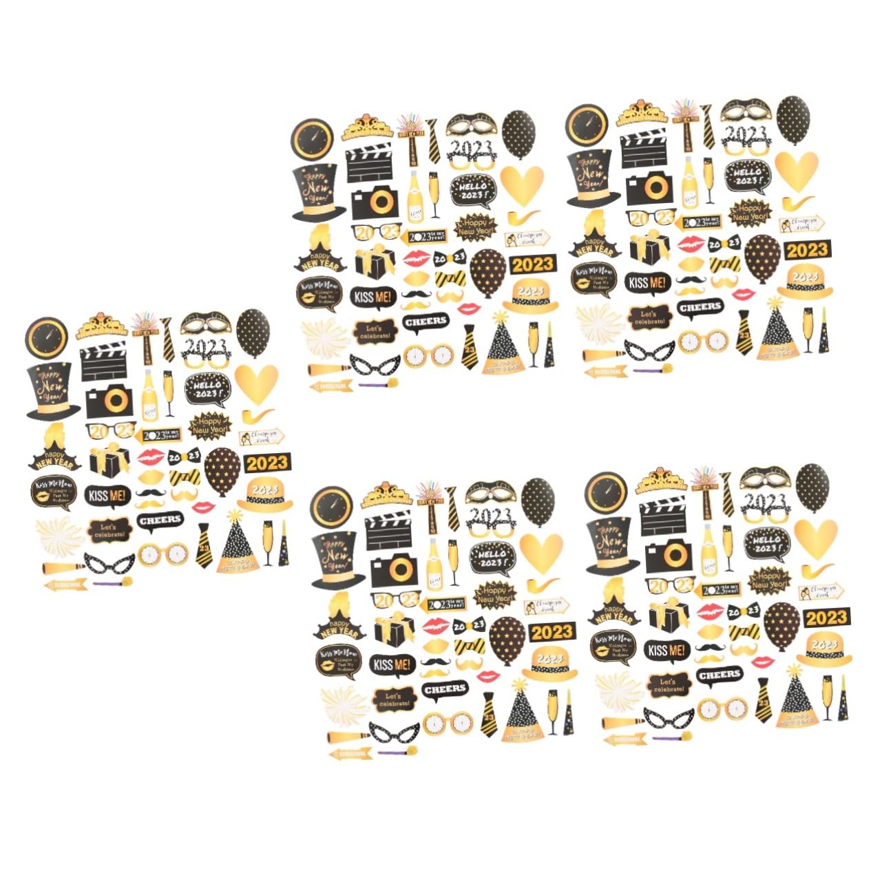Cabilock Lot De 5 Accessoires Photo Portables pour Décoration De Photos du Nouvel an Cadres Élégants Et Tendance pour Jeux De Fête Et Célébrations du Nouvel an 46 Pièces X 5