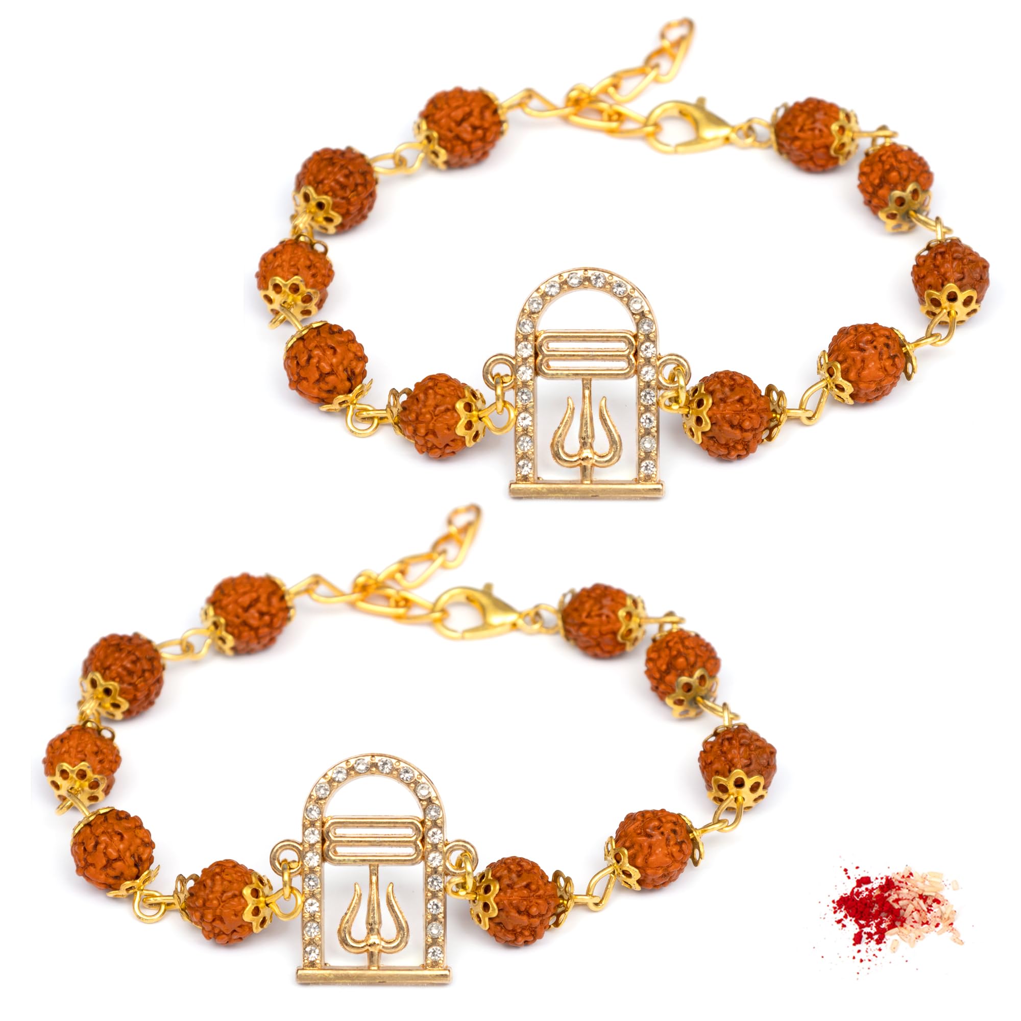 Rudraksha Rakhi for Brother with Tilak Material & Greeting Card - Set of 2 Rakhi-image-2