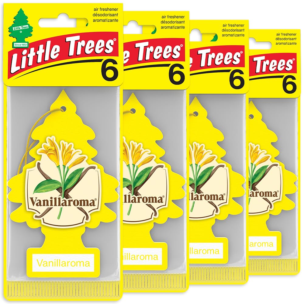 LITTLE TREES Air Fresheners Car Air Freshener. Hanging Tree Provides Long Lasting Scent for Auto or Home. Vanillaroma, 24 Air Fresheners