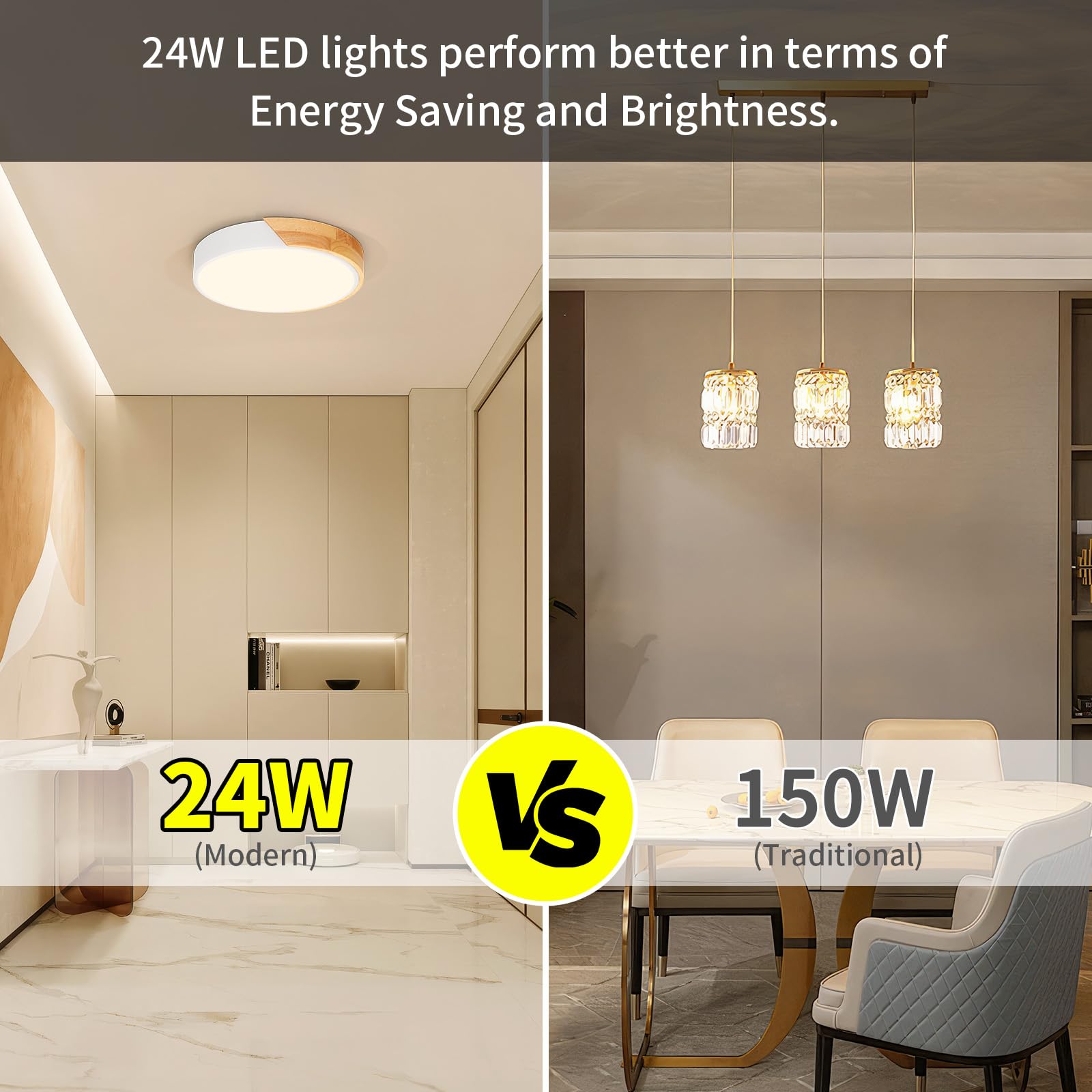 Kambo Plafón LED Redondo de Madera 24W 3000K- Lámpara de Techo Moderna Interior Blanco 2400LM Ø30cm, Luz iluminación para Cocina Salón Dormitorio Oficina Pasillo