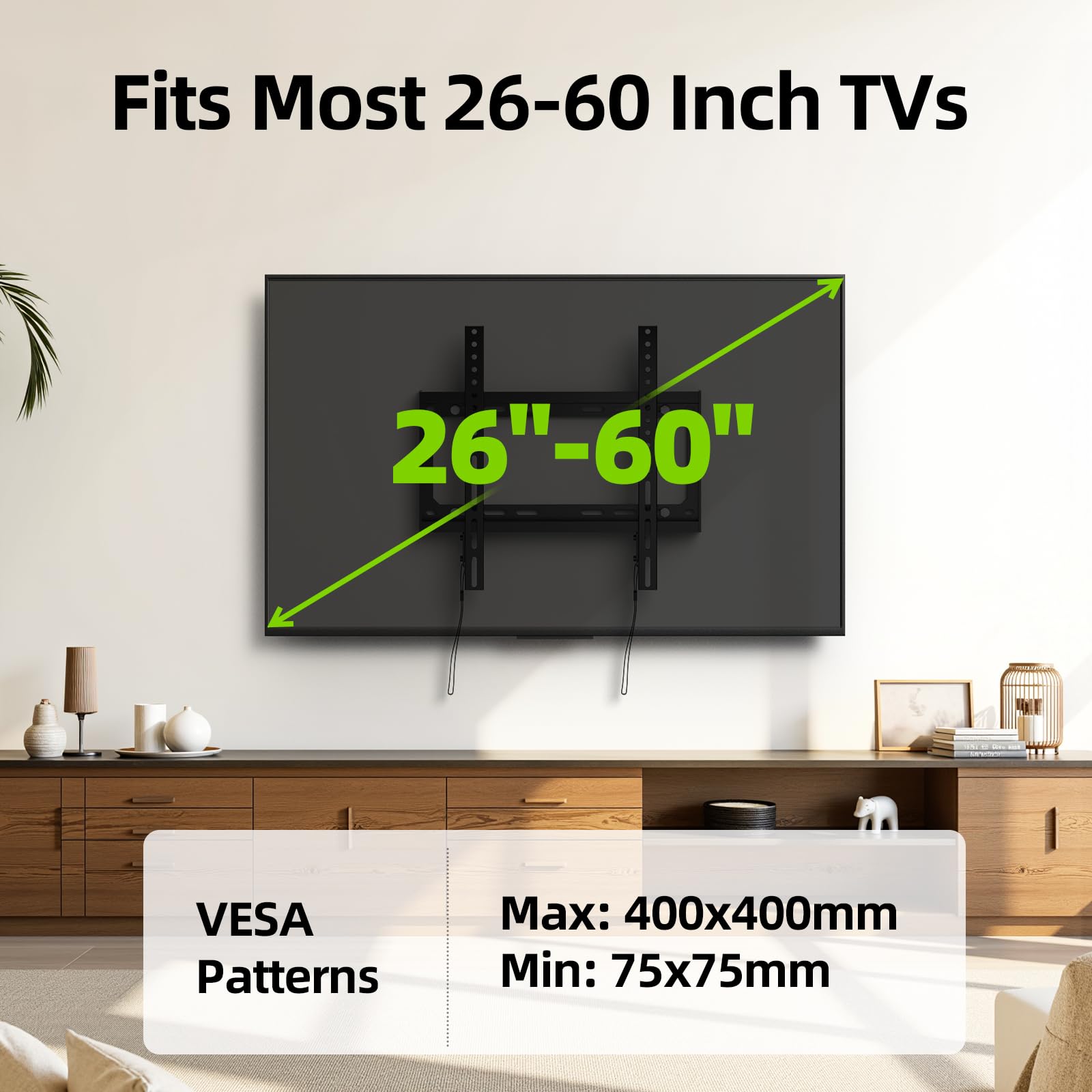 USX MOUNT Fixed TV Wall Mount with Low Profile for Most 26-55 Inch LED, LCD and Flat Screen TVs, TV Mount Bracket with VESA Up to 400x400mm and Weight Capacity 99lbs,and Space Saving TV Bracket — Amazon image 4