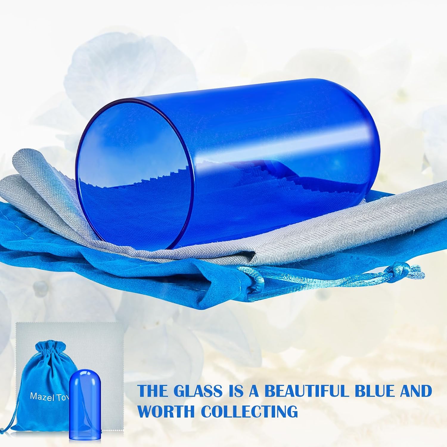Jewish Wedding Breaking Glass, Dark Blue with Mazel Tov Bag