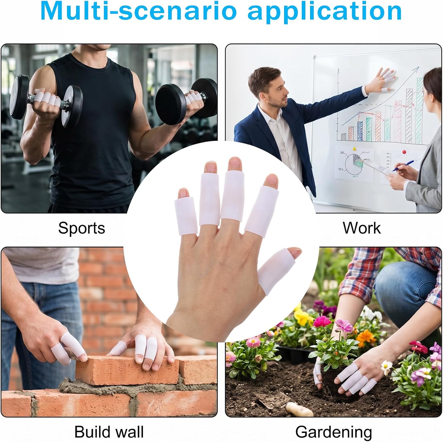 20 Pcs Silicone Finger Sleeve, Silicone Finger Cots Thumb Protector | Silicone Finger Sleeve, Thumb Protector Covers Finger Cots for Writing, Cracked Fingers, Callus Protection & Arthritis, White