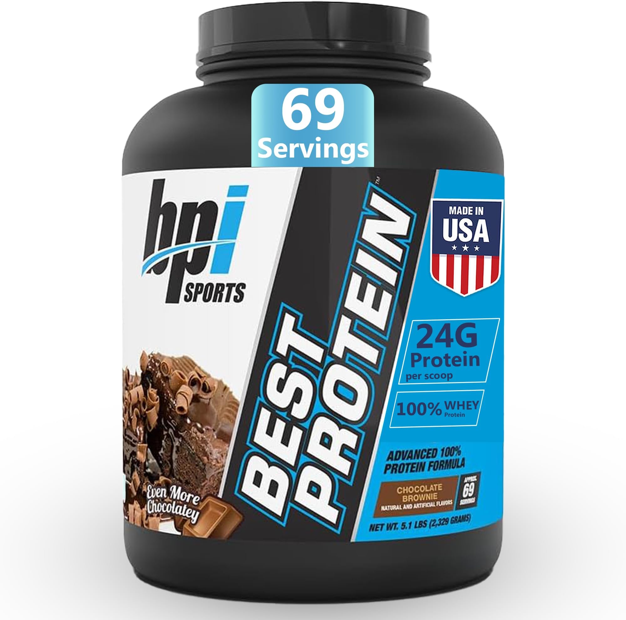 Best Protein – 100% Whey Protein Powder – Muscle Growth, Recovery, Meal Replacement – No Fillers, Gluten Free – Best Protein Powder for Men & Women | Chocolate Brownie – 5.1 Pounds