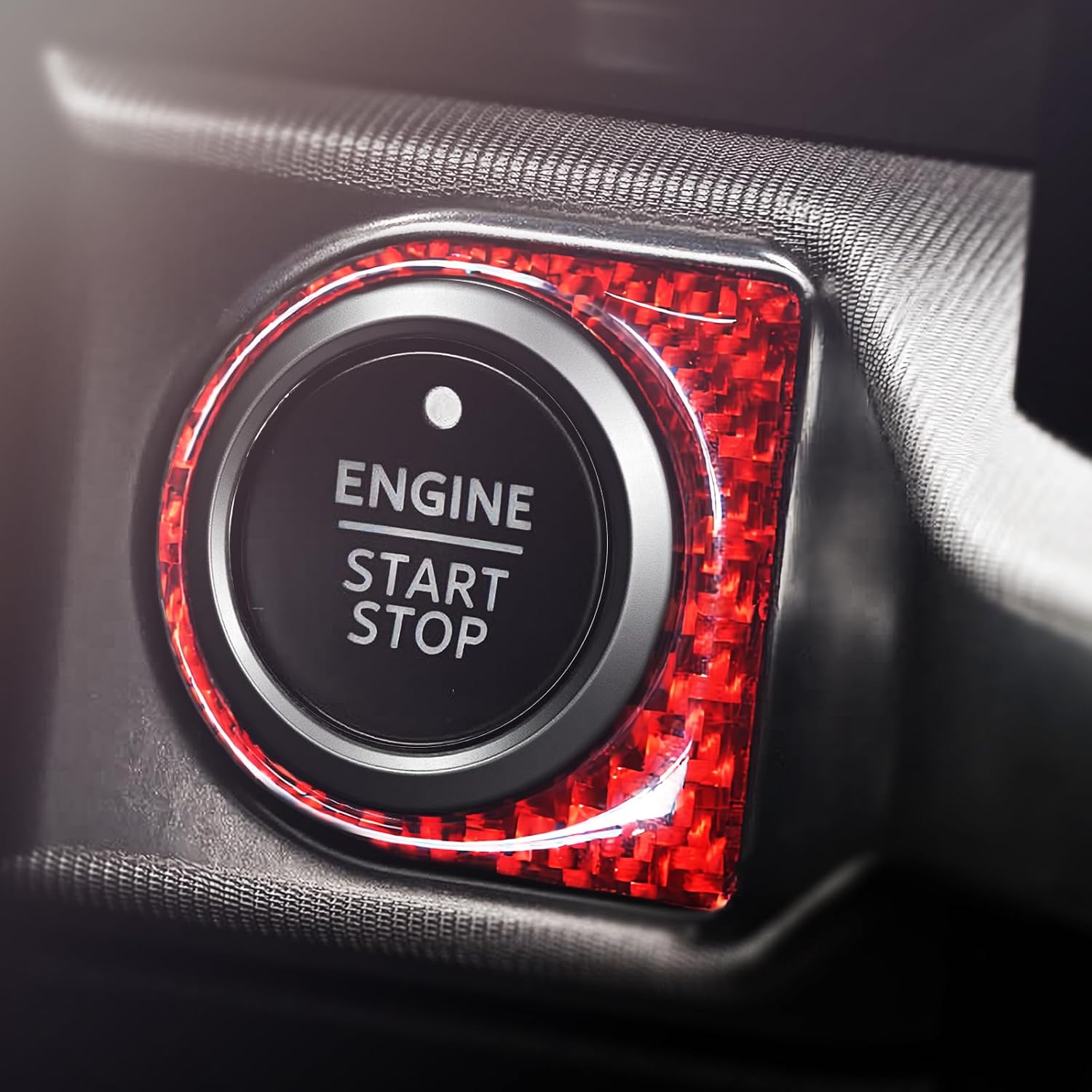 BETTERHUMZ Engine Start Stop Button Ring Sticker for Ford F150 2021 2022 2023 2024 2025 Carbon Fiber Interior Accessories (Black)
