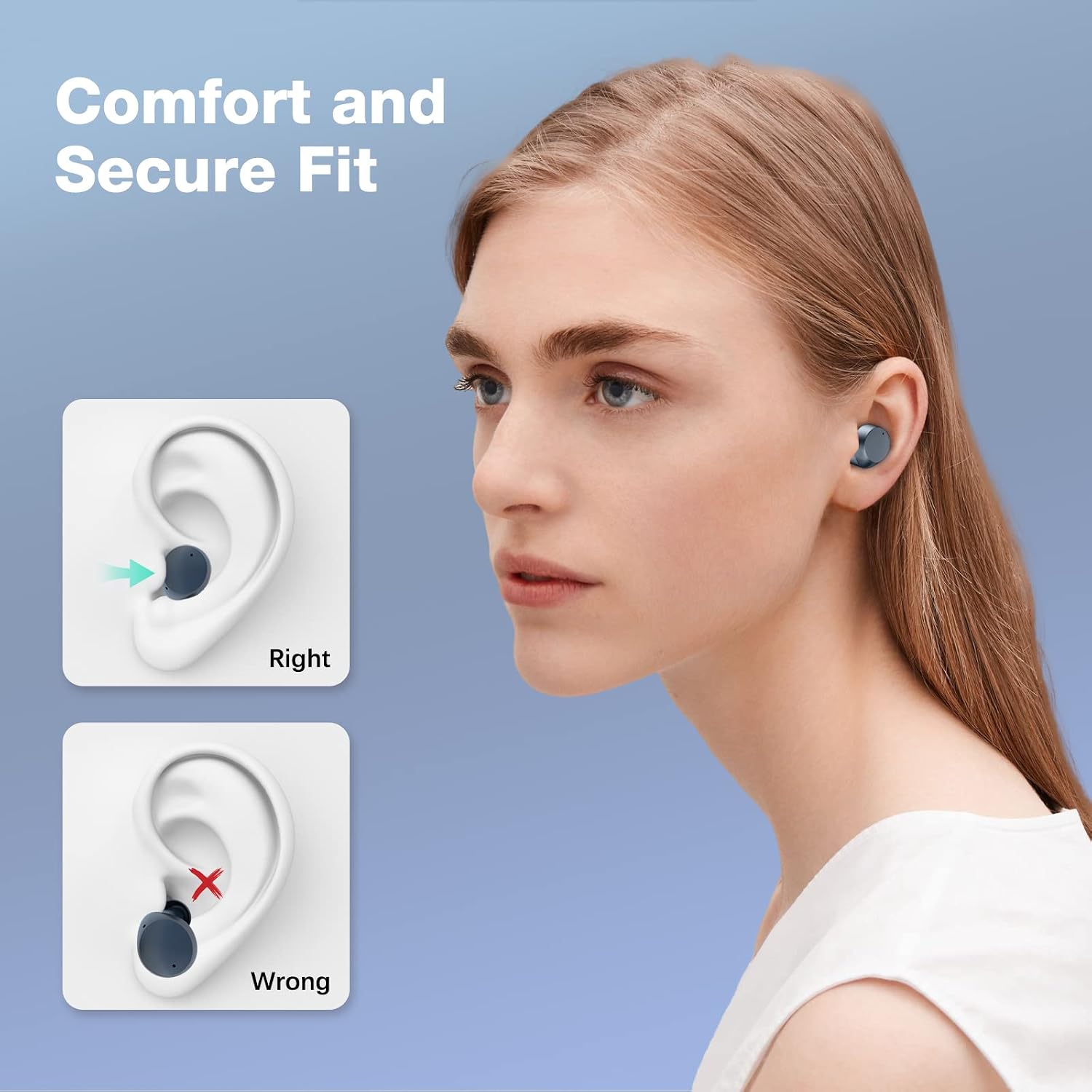IKT True Wireless Earbuds 5.3 Bluetooth Headphones LED Power Display with Touch Control,Tpye-C Fast Charge,IPX7 Waterproof Stereo Earphones in-Ear Built-in Mic Comfortable for iPhone/Android