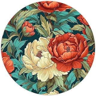 50 Pcs Chinoiserie Red Peony Floral Vinyl Stickers Japanese Stickers Pack Durable Round Decal Boho Paster Gift Packing Decorative Labels Envelope Seals 2inch