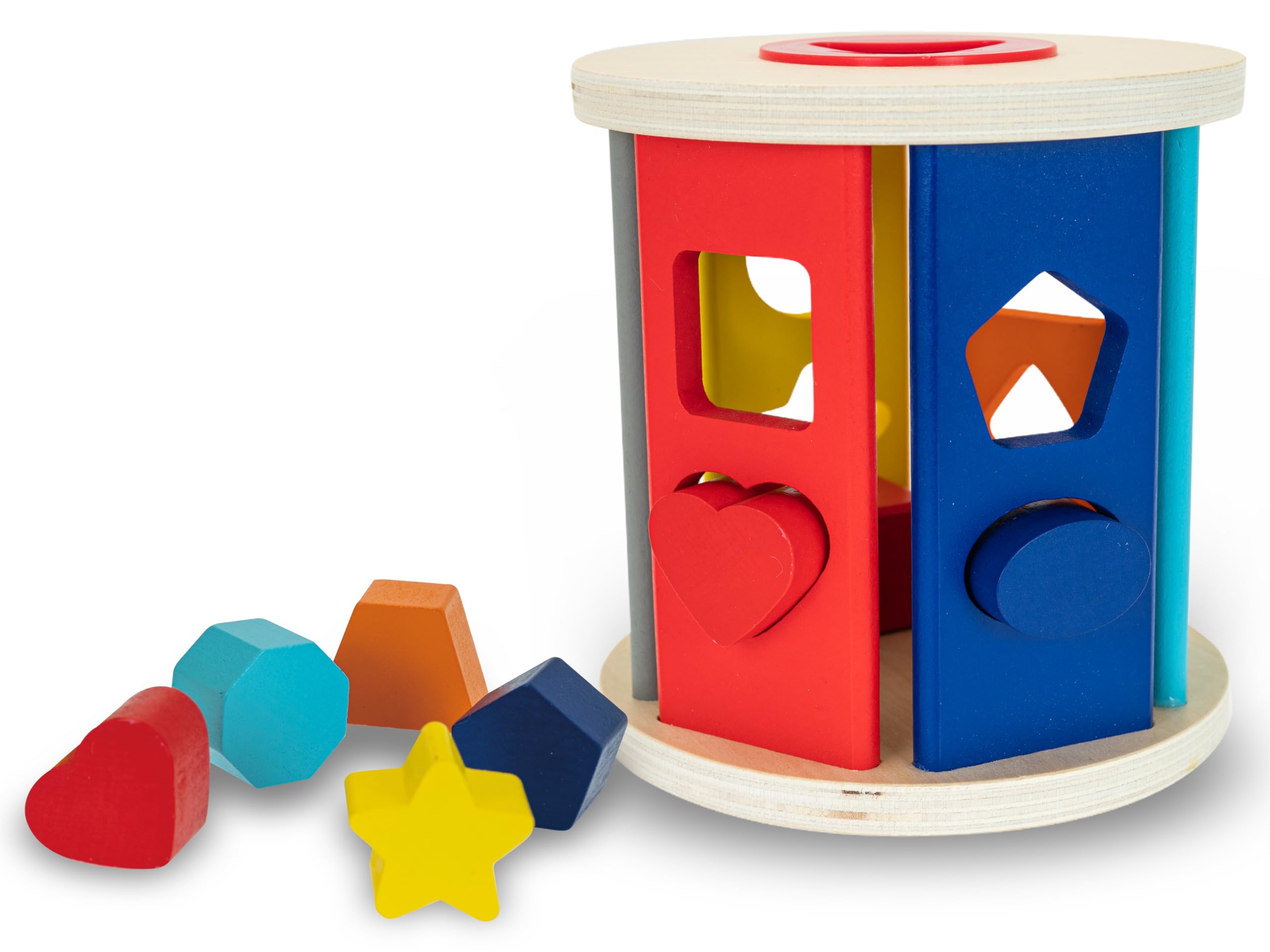 Teorema, Fatto di Legno Montessorianischer Zylinder aus Holz, Lernspiel zur Erkennung von Formen und Größen, mehrfarbiges Formenspiel für Kinder ab 24 Monaten
