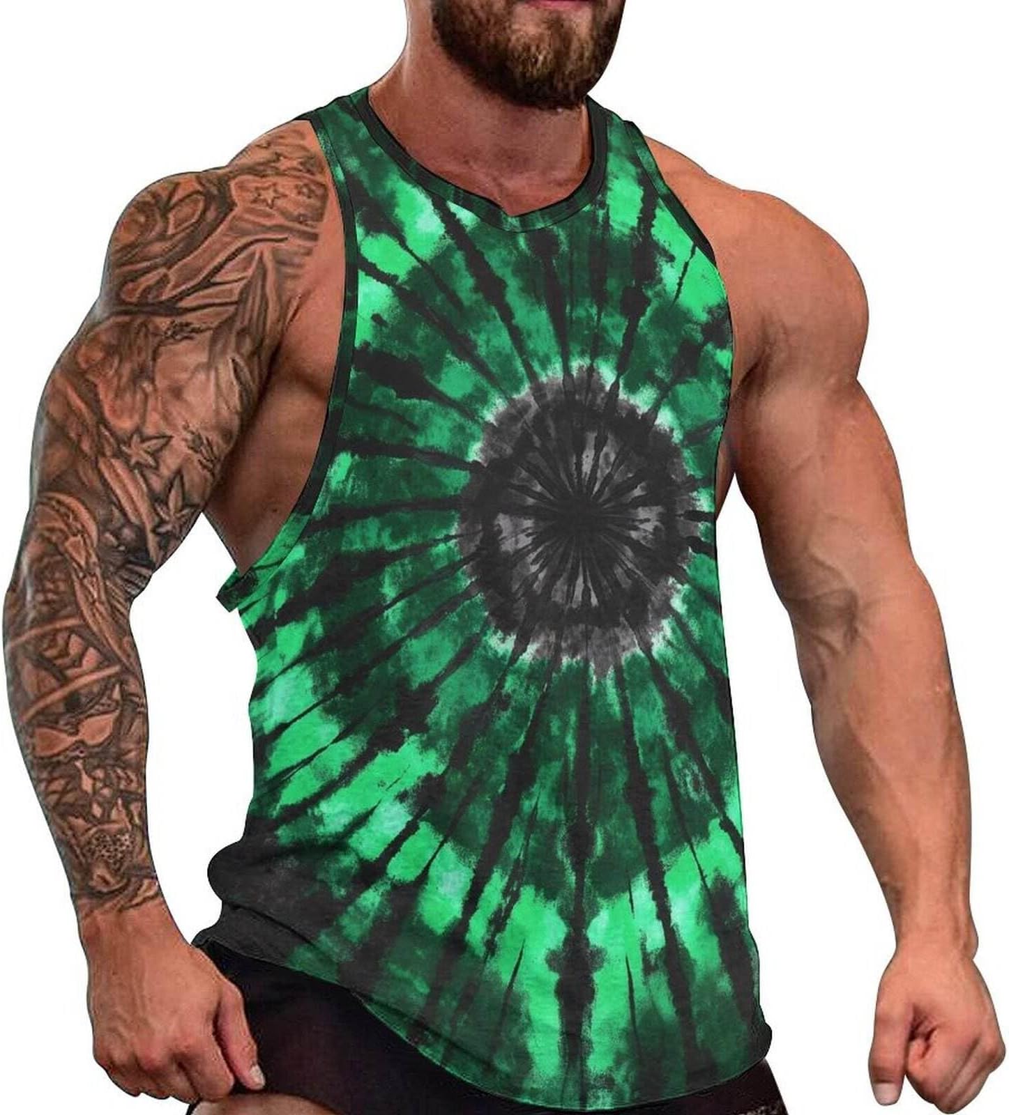 Men's Activewear Tank Tops 3D Rainbow Tie Dye Printed Sleeveless Gym Athletic Muscle T-Shirts