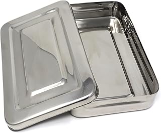 Stainless Steel Surgical Medical Dental Sterilizer Instrument Box, Organizer Jewelry/Tools Storage Tray with Lid - 10L x 6W x 2H