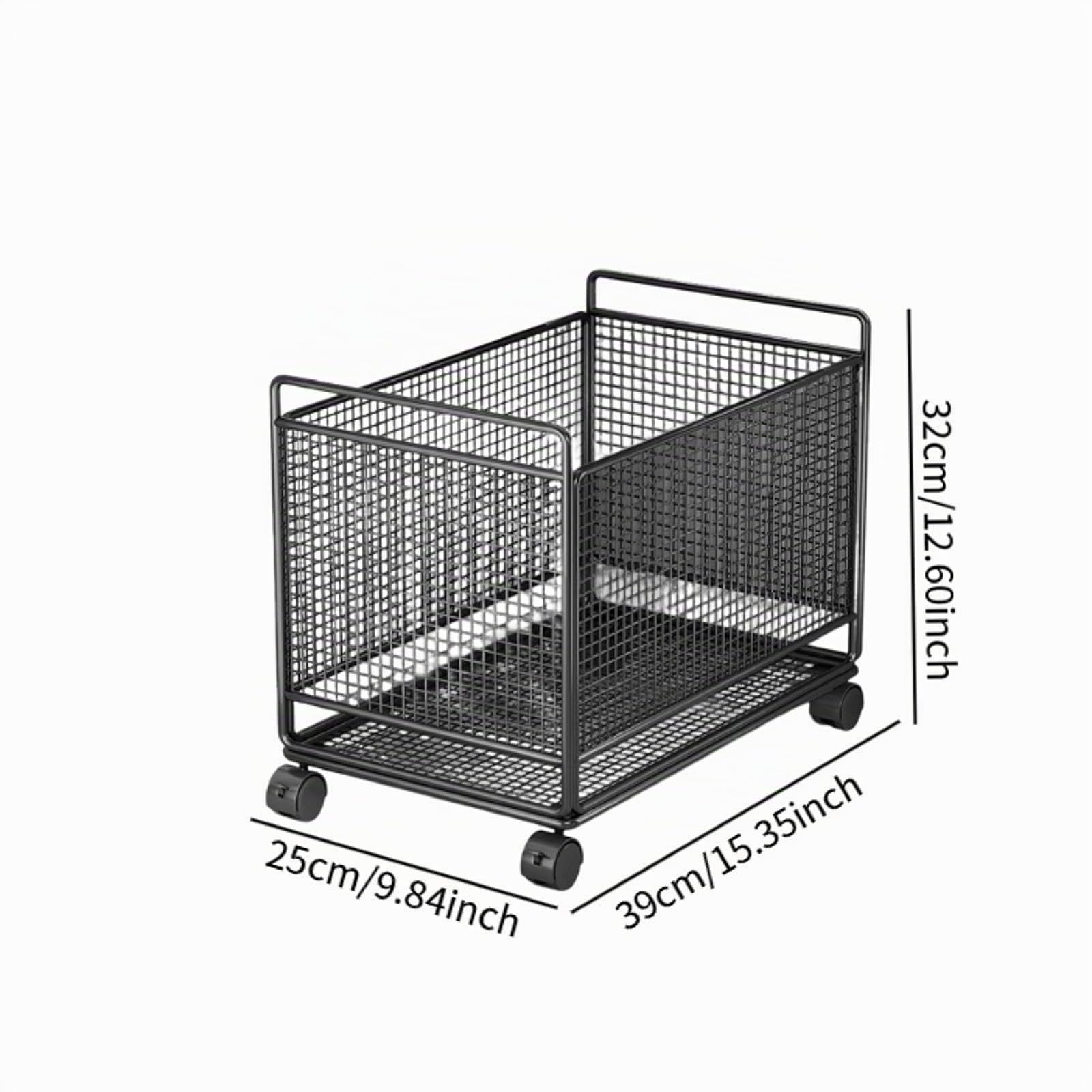 rockible Cesta de Lavandería con Ruedas de Alambre de Metal, Práctica Cesta de Almacenamiento para Ropa Sucia, Ideal para La Entrada del Hogar Y El Dormitorio, Negro, L