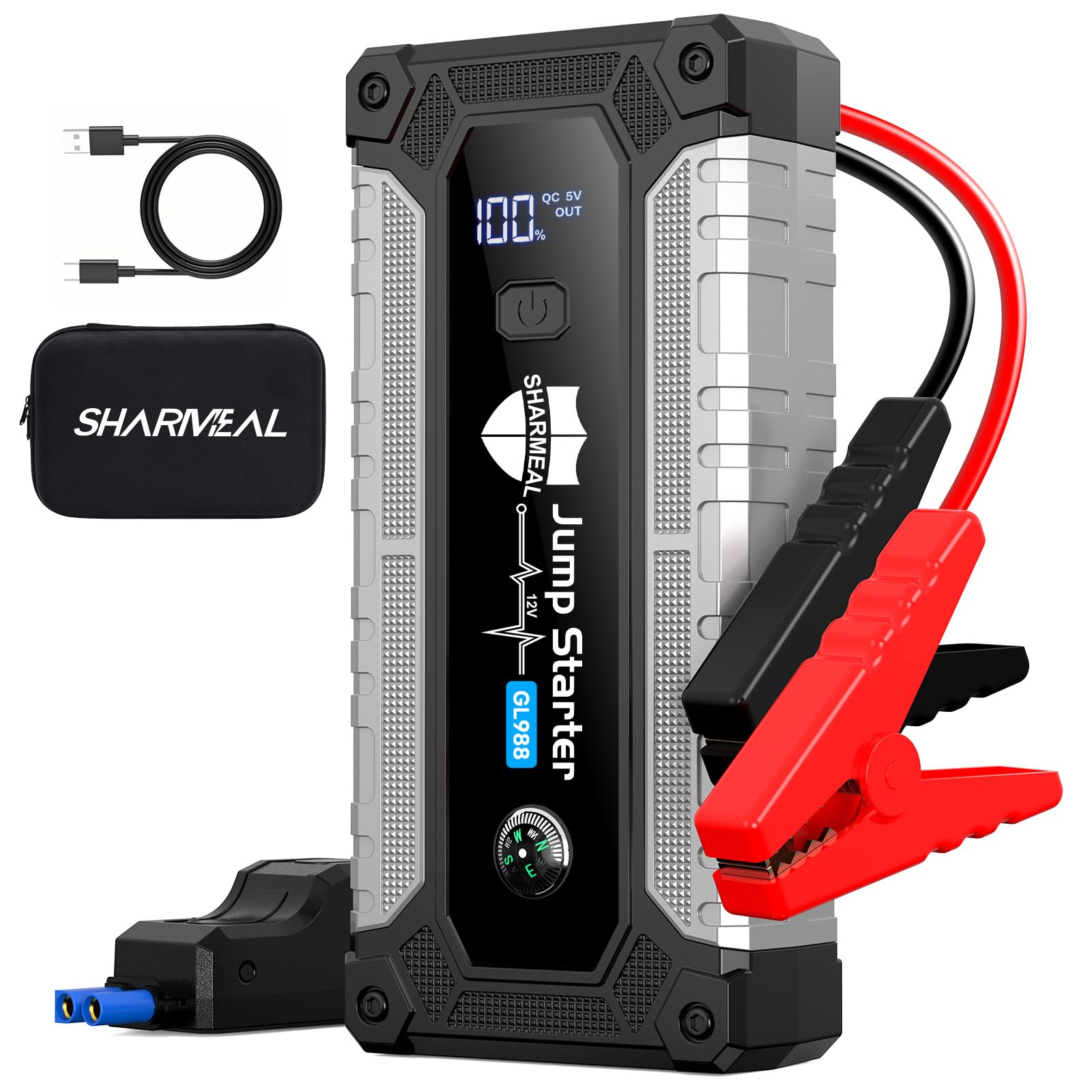 6000A Jump Starter, Portable Jump Starters 12V Car Battery Booster Jump Box Pack for All Gas & 10.0L Diesel Engines with 3 Modes Flashlight and