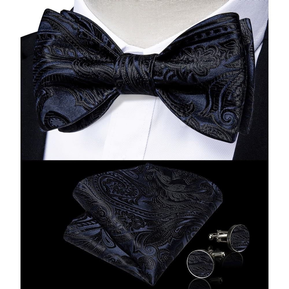 JFDBGU Bow Ties Pocket Square Cufflins Set Classic Bowties for Man Accessories Wedding Party Gift