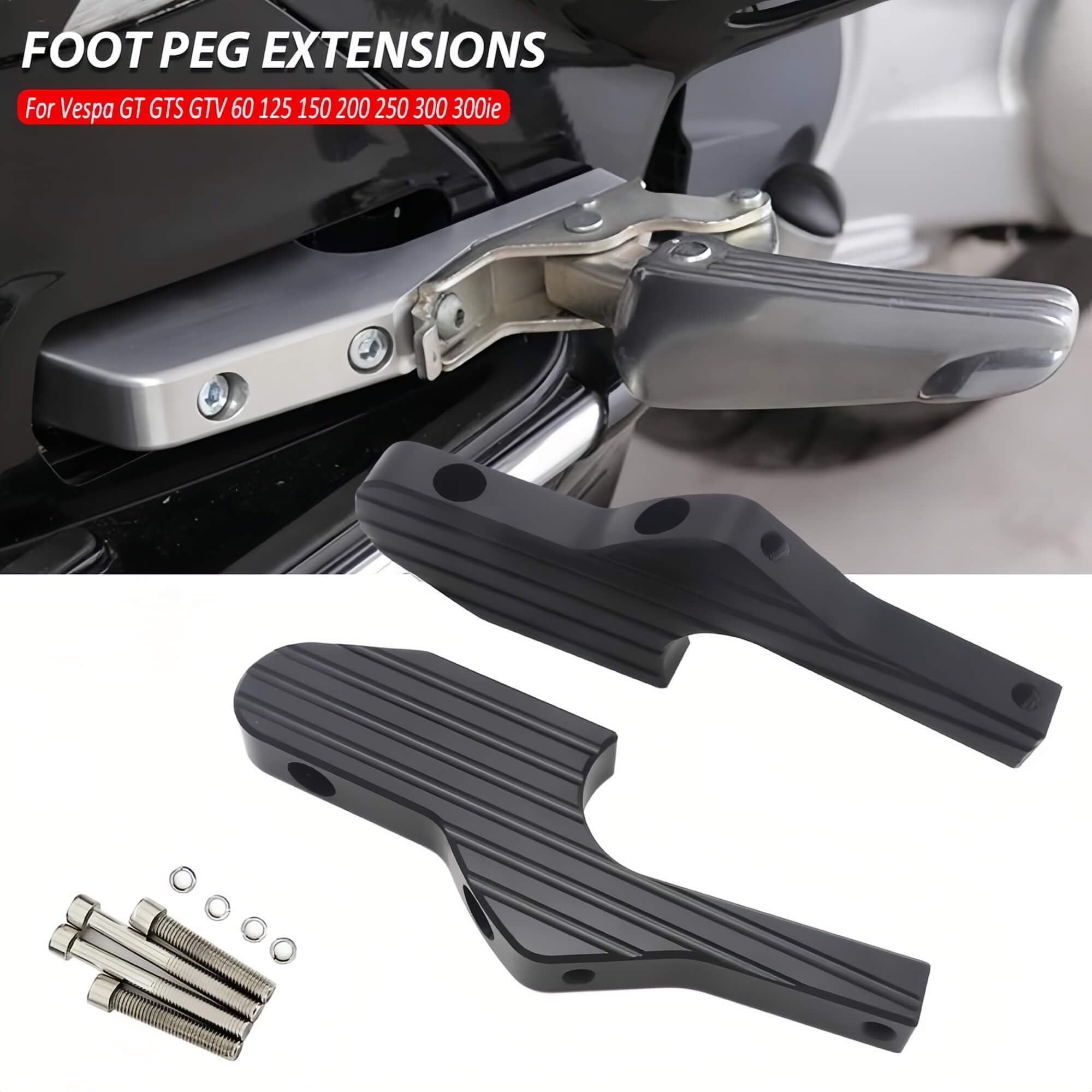 Estensioni per Pedane Passeggero, Pedane Estese per Vespa GT GTS GTV 60 125 200 250 300 300ie, Accessori per Moto