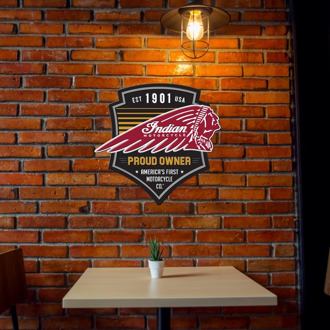 Desperate Enterprises Indian Motorcycle Premium Embossed Aluminum Sign - Vintage Signs - Garage Signs - Nostalgic Vintage Metal Signs - Made in the USA