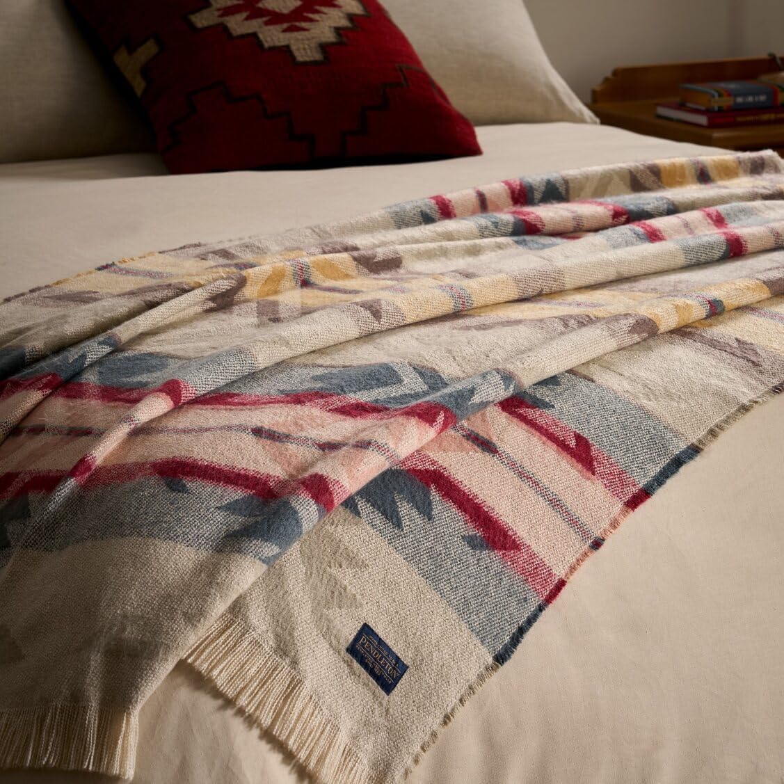 Pendleton Throw Blanket Soft Lightweight Decorative Blanket for Sofa, Couch, or Bed – White Sands Cozy Fall Throw Blanket for Living Room or Bedroom Decor, and Gifts for Women, 50" x 70" (Ivory Multi) - Image 5