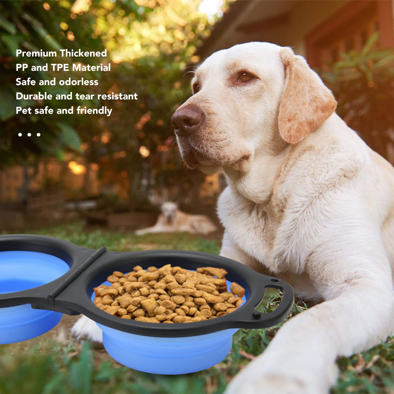 Dog Bowls 2 in 1 Thickened Odorless Portable Foldable Pet Cat Food Water Bowls with for Hiking